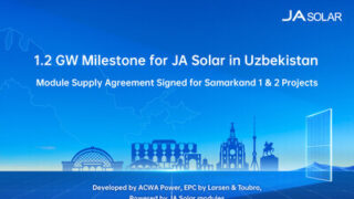 JA Solar uzavřela smlouvu na dodávku modulů o&nbsp;výkonu 1,2 GW pro fotovoltaické projekty Samarkand 1 a&nbsp;2 v&nbsp;Uzbekistánu